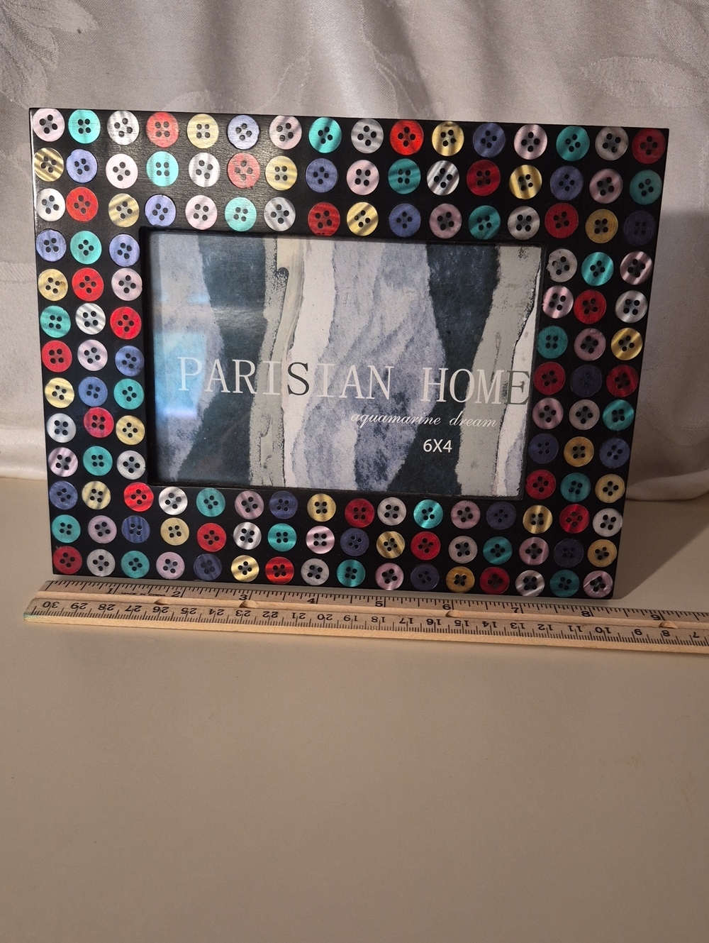 Parisian Home Black Frame with Multicolored Button Accents 4 X 6 Photo
